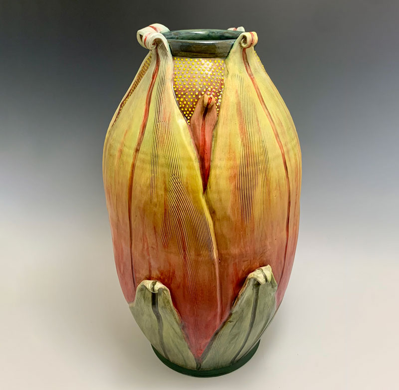 Tall Orange Vase
